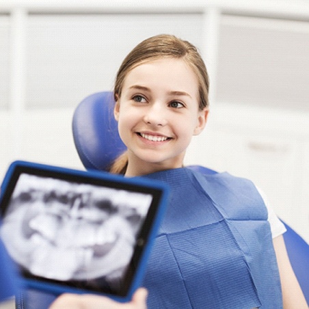 Teenage girl with digital X-rays