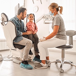 a father and daughter visiting the dentist in Wylie