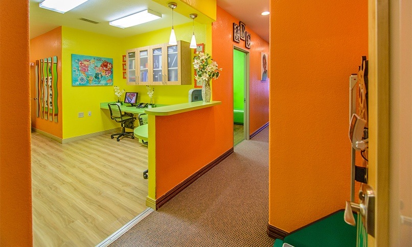 Hallway looking into dental treatment areas