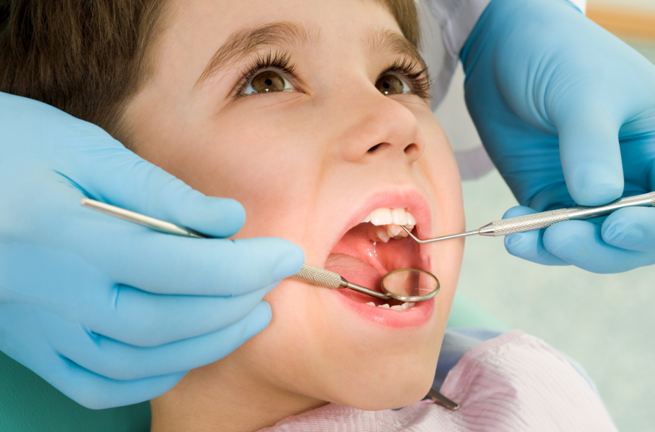 Children undergoing dental exam